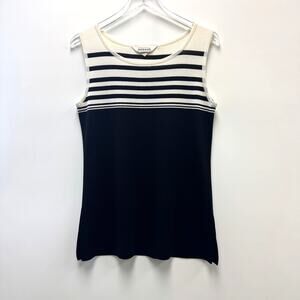 Misook Sleeveless Black White Stripe Cami Top Sz M